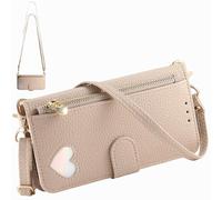 BaiFu Funda Cartera Tipo Bandolera para Realme Q5i, Cartera magnética de Piel sintética con Tarjetero, Bolsillo con Cremallera y cordón Largo-Caqui