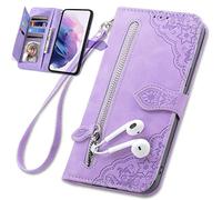 BaiFu Funda para Vivo Y21S/Y21/y33s, Cremallera Bolsillo para Vivo Y21S/Y21/y33s Flip Cover, Billetera con Soporte, Carcasa para Vivo Y21S/Y21/y33s