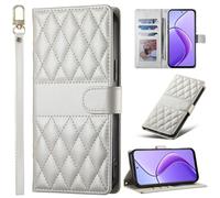 BaiFu Funda Tipo Cartera a Cuadros para OPPO A5x 5G, con Tapa magnética, Compatible con OPPO A5x 5G-Blanco