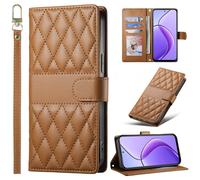 BaiFu Funda Tipo Cartera a Cuadros para OPPO A5x 5G, con Tapa magnética, Compatible con OPPO A5x 5G-Marrón