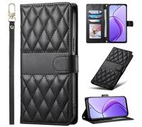 BaiFu Funda Tipo Cartera a Cuadros para OPPO A5x 5G, con Tapa magnética, Compatible con OPPO A5x 5G-Negro