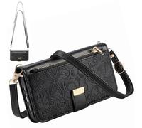 BaiFu Funda Tipo Cartera para Doogee Note 58 Pro para Mujer, 6 tarjeteros, Soporte, Cierre magnético, Carcasa con Cremallera para Doogee Note 58 Pro-Negro