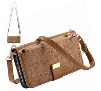 BaiFu Funda Tipo Cartera para Realme Note 60 para Mujer, 6 tarjeteros, Soporte, Cierre magnético, Carcasa con Cremallera para Realme Note 60-Marrón