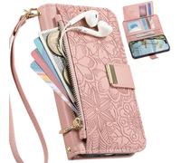 BaiFu Funda Tipo Cartera para Vivo V40 Lite, Estampado Floral, Correa de Mano, Soporte y Cierre magnético, Bolsillo con Cremallera para Vivo V40 Lite-Rosa