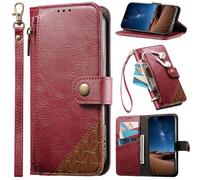 BaiFu Funda Tipo Libro para Doogee Note 58/Note 58 Pro, Piel sintética, Cierre magnético, función Atril, Tarjetero, Carcasa con Cremallera para Doogee Note 58/Note 58 Pro-Rojo