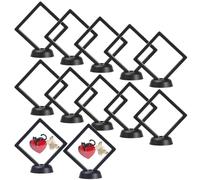 BAIFULAI 12 marcos flotantes, soporte para monedas, soporte para monedas, marco de exhibición de monedas, marco con base, soporte para monedas, para anillos, collares, pulseras, pendientes, monedas,