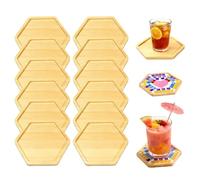 BAIFULAI 12 posavasos de mosaico: 10,5 × 9 × 1 cm, cuencos de fondo vacíos, posavasos de mosaico de bambú para manualidades, suministros de mosaico DIY, vasos y plantas, placa de arte (Hexagon)【Alta