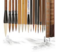 BAIFULAI 15 pinceles de caligrafía china: pincel de caligrafía china de tamaño mixto con estuche de pincel, pincel de dibujo japonés Sumi para principiantes, acuarela y escritura a mano