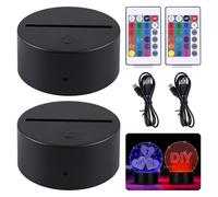 BAIFULAI 2 casquillos de luz LED 3D con mando a distancia y cable USB, 16 colores ajustables, control táctil, luz nocturna LED, base de luz para acrílico y plexiglás, para dormitorio bar
