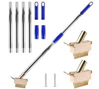 BAIFULAI 2 cepillos para juntas para malas hierbas, 10 x 3,5 x 4 cm, cepillo para juntas con cerdas de 3 cm, rascador de malas hierbas con mango de 1,2 m, cepillo de acero para limpieza de juntas para