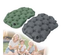 BAIFULAI 2 cojines inflables para el exterior: portátil, inflable, cojín de viaje, 36 × 28 × 5 cm, plegable, resistente al agua, para senderismo y camping, verde+gris