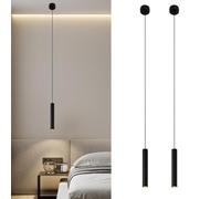 BAIFULAI 2 lámparas colgantes GU10 cilindro: 20 × 3 cm lámpara colgante moderna cilindro de aluminio, altura regulable, lámpara colgante GU10 para cocina, mesita de noche, comedor, salón, blanco