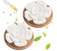 BAIFULAI 2 piedras aromáticas para aceites esenciales, juego de piedras aromáticas con base de madera, piedra aromática de rosa, piedra aromática para aceites esenciales para ambientadores de