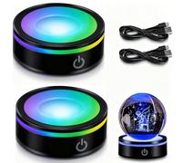 BAIFULAI 2 unidades de base de luz LED, luces LED, 6 colores, redondas, base de pantalla, soporte de exposición, con interruptor táctil sensible, base de luz, base de lámpara LED para pantalla de