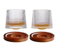 BAIFULAI 2 vasos de whisky de 200 ml, vasos de whisky con posavasos de bambú, juego de vasos para degustación de cócteles Scotch Bourbon