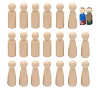 BAIFULAI 20 figuras de madera: 90 mm, gran figura de madera vacía para pintar, masculino femenino, hombre de madera natural para manualidades, pintura, Navidad, boda, cumpleaños, decoración (2 estilos
