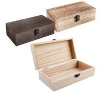 BAIFULAI 3 cajas de madera con tapa, 20 x 10 x 6 cm, caja natural, regalo, para oficina y casa