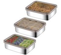 BAIFULAI 3 cajas para fiambres frescas, de acero inoxidable, para frigorífico, salchichas, queso, frigorífico, con tapa, 500 ml, para guardar salchichas y queso