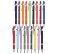 BAIFULAI 36 bolígrafos con lápiz táctil: juego de bolígrafos de metal Kuli, de alta calidad, retráctil, suave clic, para escribir, notas, oficina, escuela y hogar (varios colores)