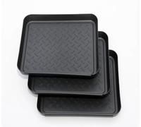 BAIFULAI 4 bandejas de goteo para zapatos: 35 x 27,5 x 3 cm, bandeja de plástico con borde elevado, bandeja de goteo para zapatos de entrada, ideal para zapatos y botas (negro)