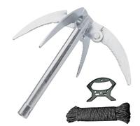 BAIFULAI 4 ganchos, con cuerda de 20 m y mango de cuerda, anclaje plegable de 2 mm, resistente y duradero, para botes pequeños y para limpiar plantas acuáticas antes de la pesca