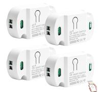 BAIFULAI 4 módulos de interruptor de luz inteligente de 1 vía, 10 A, módulo de interruptor inteligente inalámbrico, mini hogar inteligente, control por voz/temporizador, interruptor WiFi inteligente