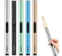 BAIFULAI 5encendedores de varilla, tormenta y gas rellenable, largo, para velas, camping, barbacoa y cocina, regalos para hombres