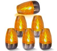 BAIFULAI 6 velas solares LED para exteriores, velas de té solares eléctricas para exteriores, impermeables, parpadeantes, para exteriores, resistentes a la intemperie, jardín, terraza, balcón