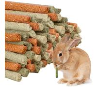 BAIFULAI 60 palitos de heno Timothy, 3 sabores para conejos, juguetes para masticar, accesorios molares para cobayas, chinchillas