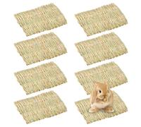 BAIFULAI 8 alfombrillas de hierba para animales pequeños, 20 × 28 cm, alfombrillas de hierba para conejos, cama de conejo de hierba natural, juguete para masticar animales, tejido para hámster, conejo
