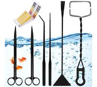 BAIFULAI Acuario Aquascaping Set, 7 en 1 Acuario, Juego de Herramientas de Acero Inoxidable Tijeras Pinzas Espátula Tanque Acuario Plantas Acuáticas Juego de Herramientas para Peces Plantas Acuáticas