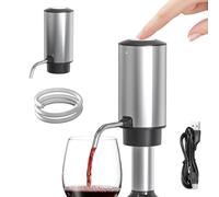 BAIFULAI Aireador de vino eléctrico: Acero inoxidable Vertedor de vino eléctrico con cable USB y manguera de silicona, dispensador de vino recargable inteligente regalos para los amantes del vino