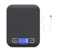 BAIFULAI Báscula de cocina digital, 10 kg/1 g, báscula de cocina digital recargable por USB, con pantalla LED y función de tara, báscula de alimentos multifuncional para hornear y cocinar, medir