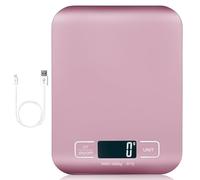 BAIFULAI Báscula de cocina digital, 10 kg/1 g, báscula de cocina digital recargable por USB, con pantalla LED y función de tara, báscula de alimentos multifuncional para hornear y cocinar, medir