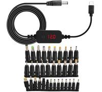 BAIFULAI Cable Adaptador USB-C PD a DC: 34 Adaptadores De Calidad Industrial, Tensión De Salida Ajustable, para Aplicaciones Versátiles (Negro)