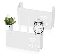 BAIFULAI Caja De Almacenamiento para Router WLAN: Juego De 2 Piezas para Montaje En Pared, Gestión De Cables para La Decoración del Hogar (Blanco)