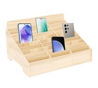 BAIFULAI Caja de almacenamiento para teléfono móvil con 30 compartimentos, almacenamiento de madera para escuela, garaje para teléfono móvil, bolsa de almacenamiento para aula, oficina, escuela, arce