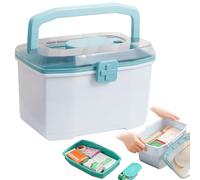 BAIFULAI Caja de medicamentos de doble capa, 21 x 15 x 14 cm, almacenamiento organizador de botiquín, maletín de medicina, con campo de clasificación y asa