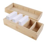 BAIFULAI Cajas de madera A8, 20 x 8 x 6 cm, para tarjetas de aprendizaje, vocabulario, fichas de madera con tapa, caja para fichas, caja de madera para oficina, escuelas y hogar (tarjetas no incluidas