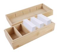 BAIFULAI Cajas de madera A8, 20 x 8 x 6 cm, para tarjetas de aprendizaje, vocabulario, tarjetas de madera con tapa, caja para fichas, caja de madera para oficina, escuelas y hogar (tarjetas no