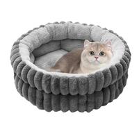 BAIFULAI Cama para gatos, suave, redonda, cama para perros, lavable, antiansiedad, parte inferior antideslizante, también para perros pequeños, gris (40 x 40 x 15 cm)