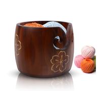 BAIFULAI Cuenco de hilo, 17,5 x 13 cm, soporte para lana, madera de pino, cuenco de ganchillo para soporte de hilo, ganchillo, macramé, accesorio para manualidades, regalo para amantes del punto