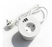 BAIFULAI Enchufe empotrable con USB, enchufe de escritorio para orificio de mesa de 80 mm, regleta con 1 socket, 2 puertos USB-A, 1 conector USB-C y cable de alimentación de 1,7 m, enchufe empotrable
