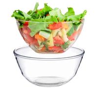 BAIFULAI Juego de 2 cuencos de cristal, 500 ml y 1100 ml, redondos, ensaladera apilable para cocina, hornear, preparar servir, cuenco de cristal, grande para aperitivos, cuencos de cristal