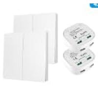 BAIFULAI Juego de 2 interruptores de luz inalámbricos, 230 V, 16 A, WiFi+RF433, sin batería, interruptor inteligente WiFi, interruptor de mando a distancia, interruptor inalámbrico para control de luz