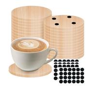 BAIFULAI Juego de 24 posavasos redondos de madera sin tratar, 10 cm, posavasos de madera con 96 alfombrillas antideslizantes, posavasos para manualidades, modelos arquitectónicos, bebidas, decoración