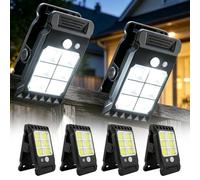 BAIFULAI Juego de 4 lámparas solares para exteriores: clip de luces solares con detector de movimiento, 24 LED COB y 3 modos de iluminación, luz solar LED exterior, IP65 impermeable, para jardín