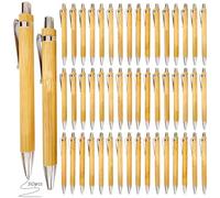 BAIFULAI Juego de 50 bolígrafos de madera, reutilizables, bolígrafo de madera de bambú, juego ergonómico, para escritura, diario, escuela, suministros de oficina