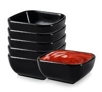 BAIFULAI Juego de 6 cuencos de salsa de cerámica, 95 ml, apilables, cuadrados, salsa de soja, tapas para charcuterie board sushi, salsa de tomate, barbacoa, accesorios para fiestas
