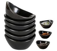 BAIFULAI Juego de 6 cuencos para salsas de color negro, 60 ml, apilables, juego de cuencos de cerámica, cuencos pequeños, tapas para charcuterie board sushi, salsa de tomate, barbacoa, accesorios para